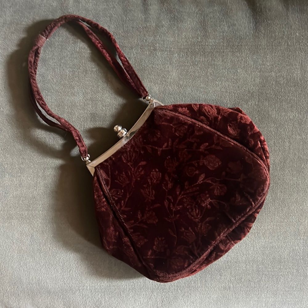 Vintage Brown Velvet Purse 👛 Handbag